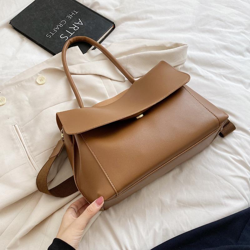 

Новая модная сумка большой вместимости с мягкой поверхностью, женская сумка-мессенджер через плечо для поездок на работу, уличная ручная большая сумка-тоут коричневый