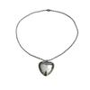Exaggerated Personality Sliver Color Stereo Bright Surface Heart Shape Pendant Necklace for Women Korean Simple Jewelry Gifts
