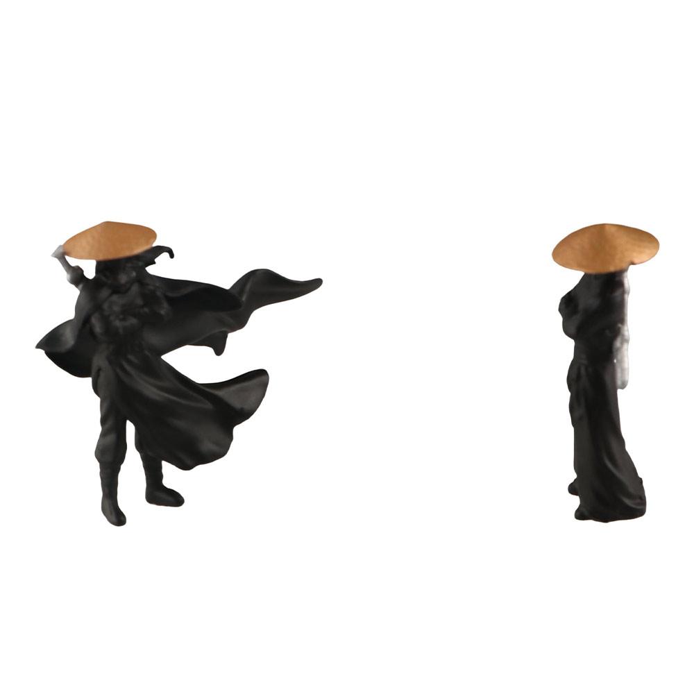 Creative Chinese Swordsman Figure Mini Cat Sculptures Model Statue Ornament  Gift