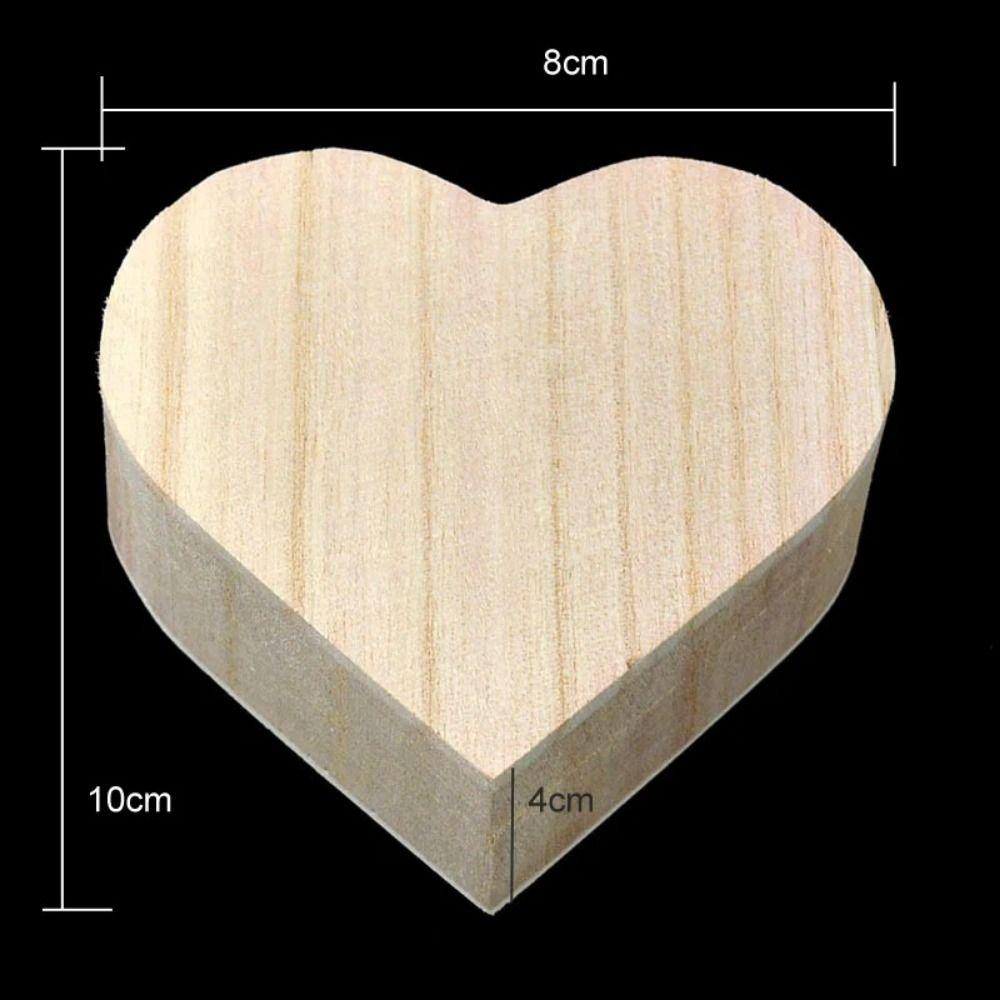 Heart Shape Wood Storage Box Log Color Wooden Organizer Heart Shape Wood Box Jewelry