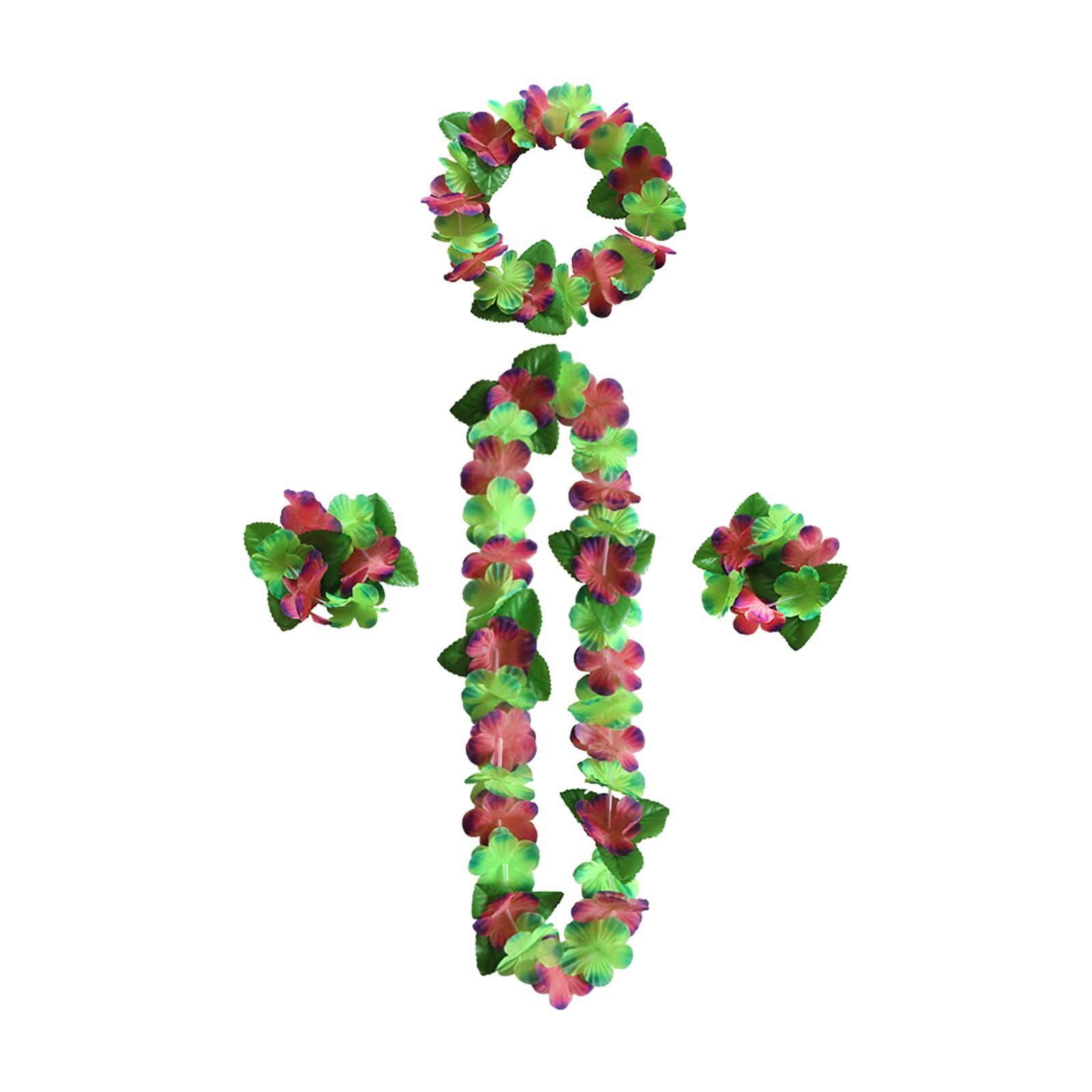 

Гавайская гирлянда для вечеринки, 12-цветное ожерелье с лепестками, браслет, комплект из четырех предметов, аксессуары для праздничного наряда One Size