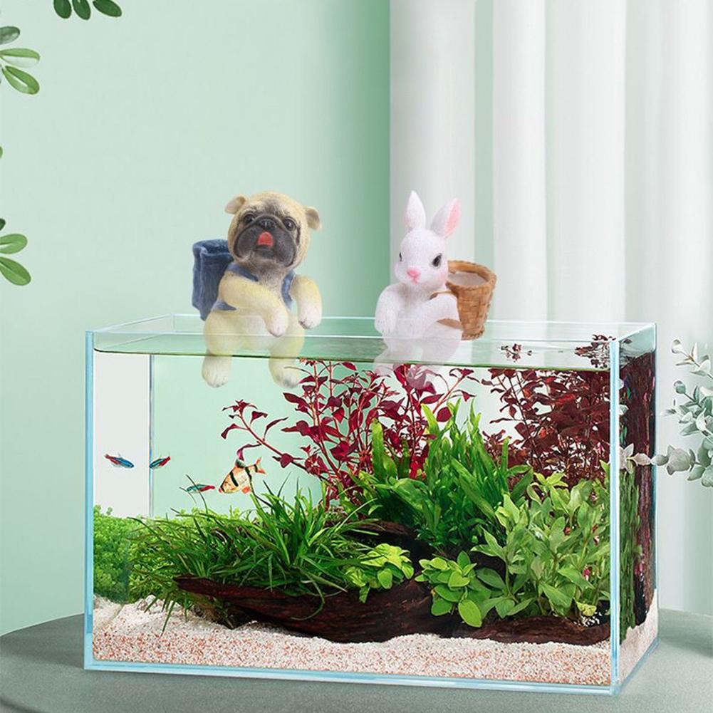 Aquarium Decoration Hanging Basket Rabbit Landscape Ornaments Cartoon Animal Fish Tank Pendant For Aquariums Lovers