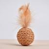 1 Set Cat Toy Felt Sisal Rattan Ball Cat Scratching Post with Bell Feather Large Size Furniture Protection Cat