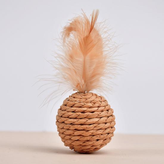 1 Set Cat Toy Felt Sisal Rattan Ball Cat Scratching Post with Bell Feather Large Size Furniture Protection Cat