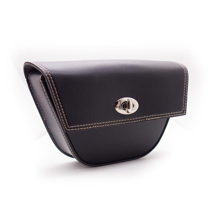 Black Synthetic Leather Triangle Motorcycle Bikes Side Saddle Bag Luggage Pocket