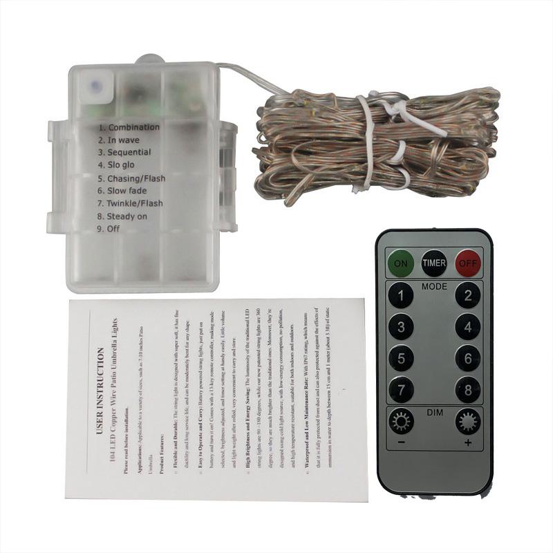 104 LED Garden Umbrella light Outdoor Waterproof IP67 String Lights Light Sensor Control Garden Decorative Lamp