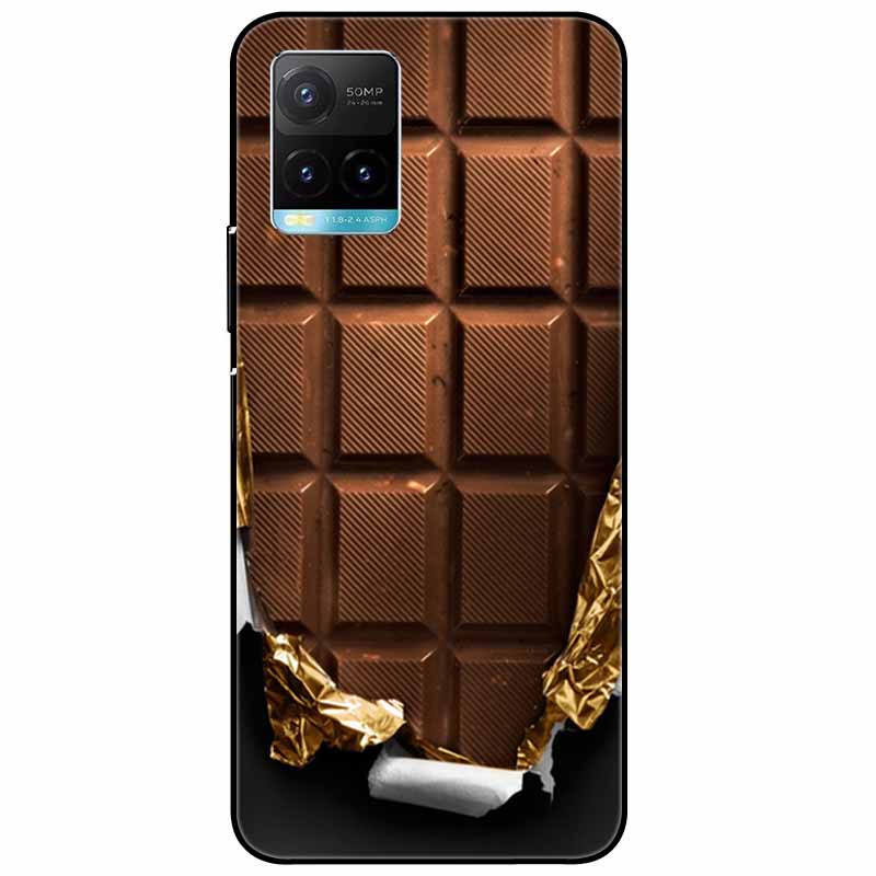 Für vivo Y33s Hülle Y 33s Silikon Weich Bemalt Katze Schwarze Hüllen für Vivo V2109 Y33S Rückseite TPU Hülle für VIVOY33s Cartoon