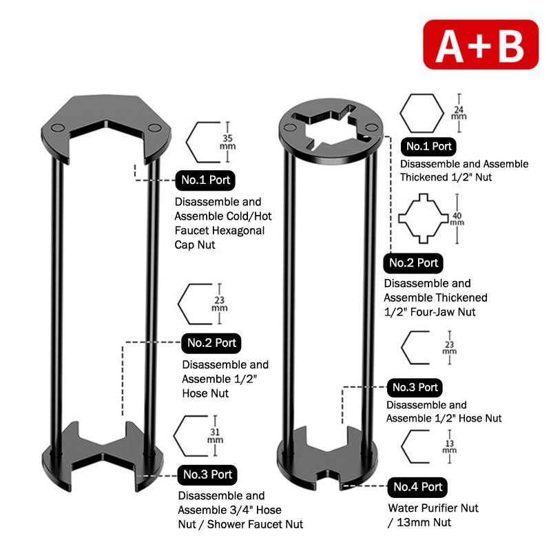 1/2pcs Sink Wrench Multifunctional Carbon Steel Faucet Key Plumbing Pipe Wrench Bathroom Kitchen Sink Repair Set Hardware Tools
