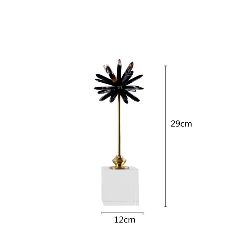 Crystal Flower Natural Crystal Agate Metal Handicraft Handmade White Artificial Flower Decorative Figurines Home Decoration
