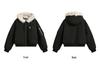 Unisex Short Winter Cotton Jacket with Thick Fur Collar Hood