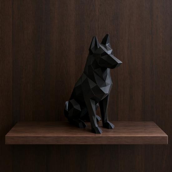 Xiaobudian 3D Printed Geometric Shepherd Dog Ornament, Minimalist Sculpture for Nordic Light Luxury Home Decor, Entry Desk TV Cabinet Accent Gift