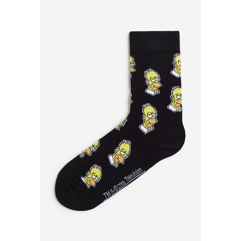 

[Simpson] HM Мужские носки Осень Эластичный узор Клетчатые вязаные носки Гольфы 0706270 Black/The Simpsons 23-24