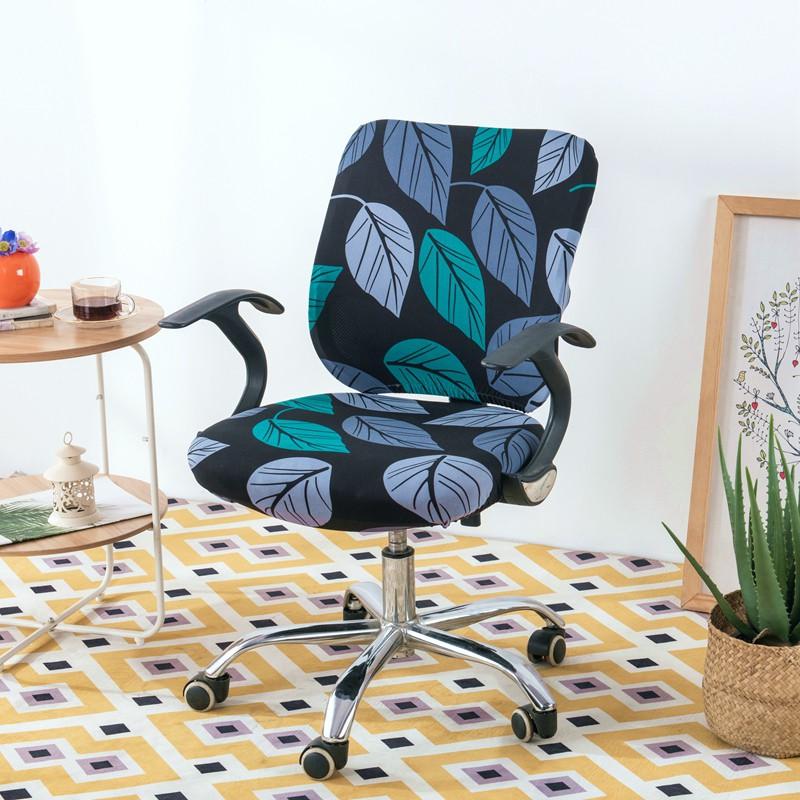 Print Armchair Cover Elastic Spandex Computer Seat Cover Modern Office Rotating Split Chair Cover Washable 2Pcs/Set