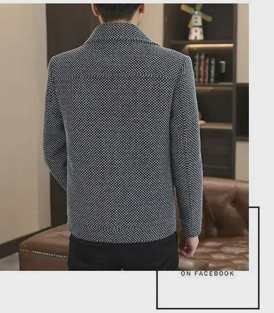 Herrjacka i gyllene minksammet - Trendig kort ullkappa för höst/vinter