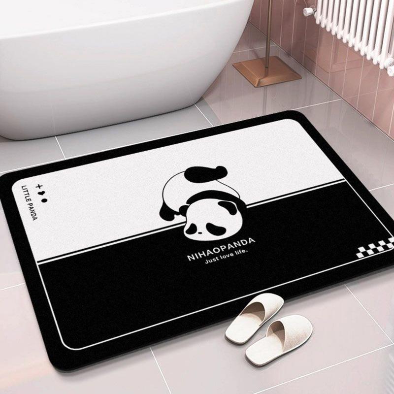 Cartoon Panda Diatom Mud Mat Bathroom Quick Drying Absorbent Non-slip Foot Mat Toilet Door Cushion Easy To Clean