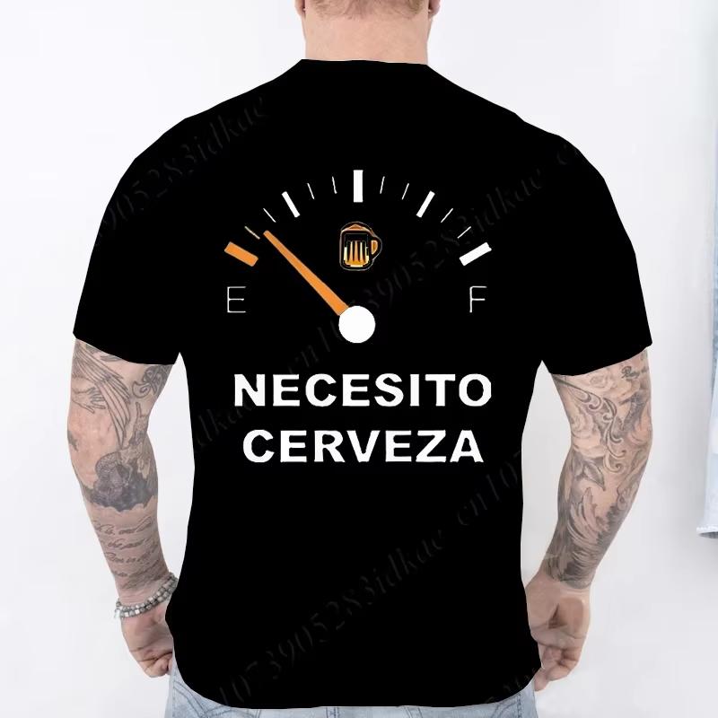 Fashion Casual T-Shirt NECESITO CERVEZA Printed Mens T-Shirt Fashion T-Shirt Summer Beer T-Shirt Fashion Casual Top