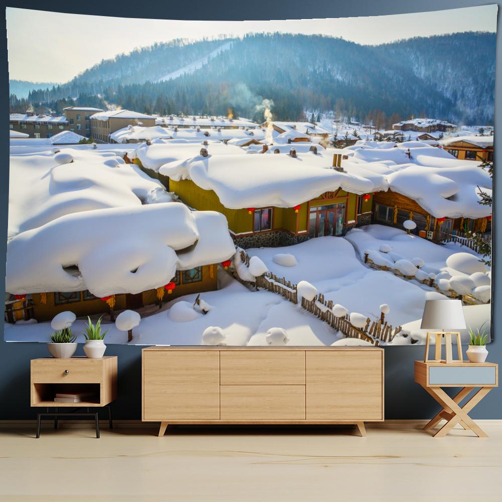 Kryształowa Gobelina Choinkowa Seria Scen Śnieżnych Wisząca na Ścianie Styl Romantyczny Czarownictwo Wystrój Domu Pokoju