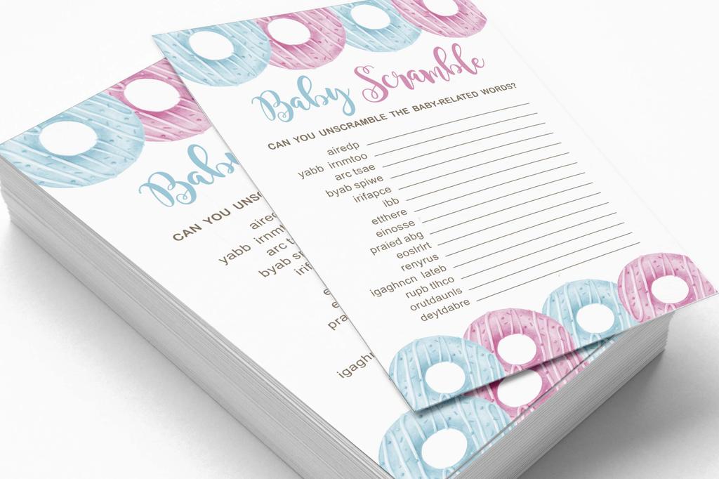 Inkdotpot Donuts Baby Shower Game Set Of 50 BabyA  AlphabetA  ABCA  Game He Or She Party