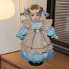 Dress Up Porcelain Doll Elegant Ceramic for Desk Decoration Friend Gift Blue