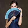 Chinese Style Flower Folding Fan with Tassels Vintage Portable Hand Fan Wedding Dance Party Decorative Handheld Fan Travel Accessory