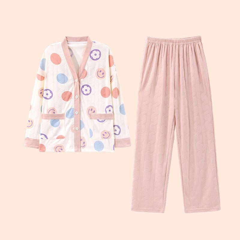 Women Pajama Long Sleeve Pants Autumn Two-Piece Set Sleepwear Female Sweet Breathable Home Clothes Student Nightwear 2511
