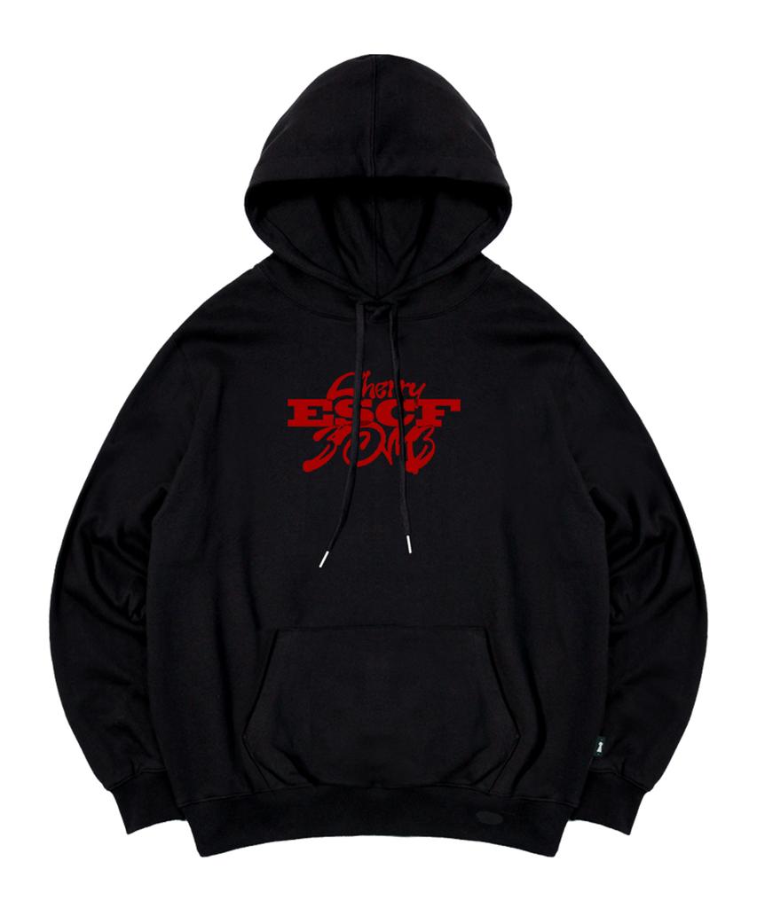 Black Cherry Bomb Print Hoodie Black