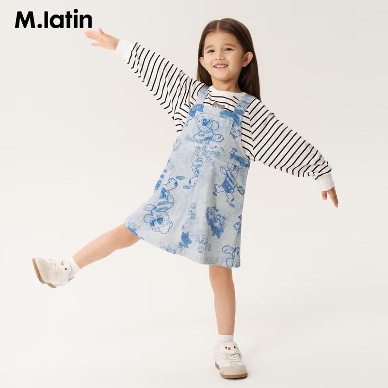 M.Latin Girls  Faux Denim Printed Suspender Dress 90cm