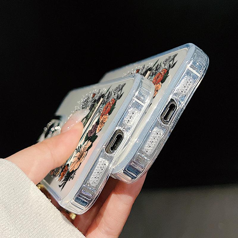 Tropical Leaf Floral Case For iPhone 18 Pro Max Plating Lens Clear Soft Cover For iPhone 17 16 15 14 13 Pro Max 17E 16E