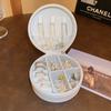 Portable Round Jewelry Box Necklace and Earring Storage Case Travel Jewelry Case PU Leather Display Box