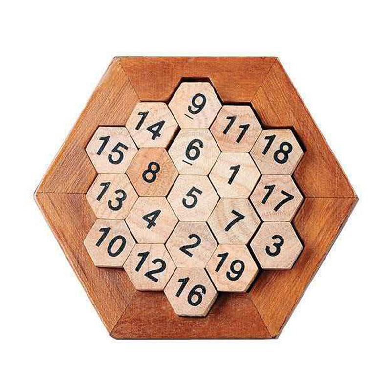 Professional Hexagon Geometric Puzzle Wooden Brain Puzzles for Adults & Kids IQ Challenge Logic Training Edcuational Toys Gifts
