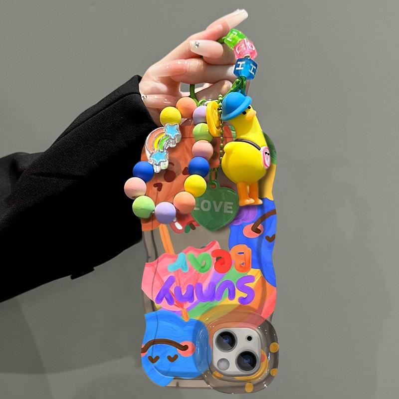 Graffiti Bear Rainbow Duck Pendant Applicable To IPhone16 Apple Phone Case 15 Promax Double Stand 14 Fun 13