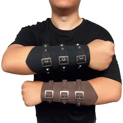 Ritterstulpen Vintage Handgelenkschienen mit Nietendekor Erwachsener Radsport Handgelenkschutz Cosplay Stulpen Zubehör