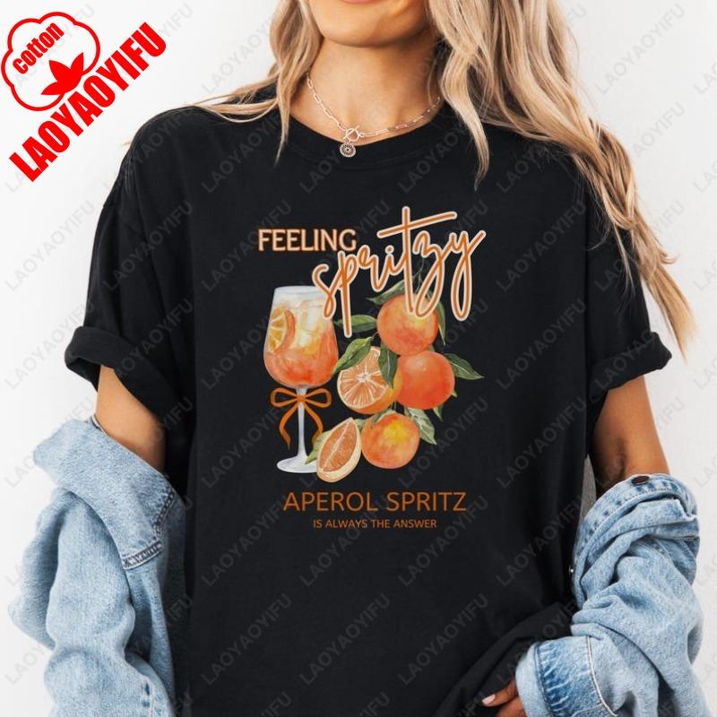 Aperol Spritz Love At First Spritz Feeling TShirt Cocktail Lover Old Money Aesthetic Demure Coquette Men Women Cotton Adult Tees