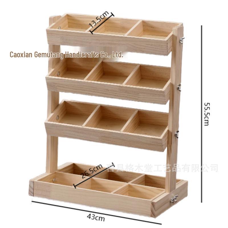 Adjustable Solid Wood Multi-Layer Snack & Toy Storage Shelf