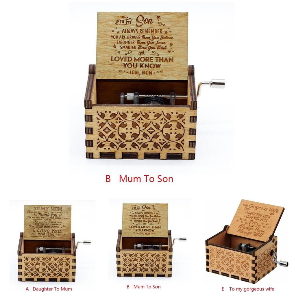 Exquisite hölzerne Spieluhr für Mama/Papa an Tochter herzerwärmend Du bist mein Sonnenschein Andenken