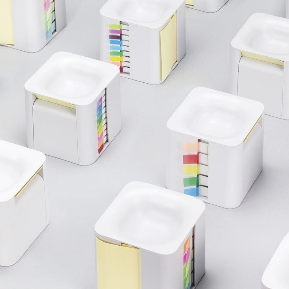 5-in-1 Sticky Note Dispenser Magnetic Paperclip Absorb Plastic Desktop Note Holder Space-Saving Efficient Memo Pad Storage Box