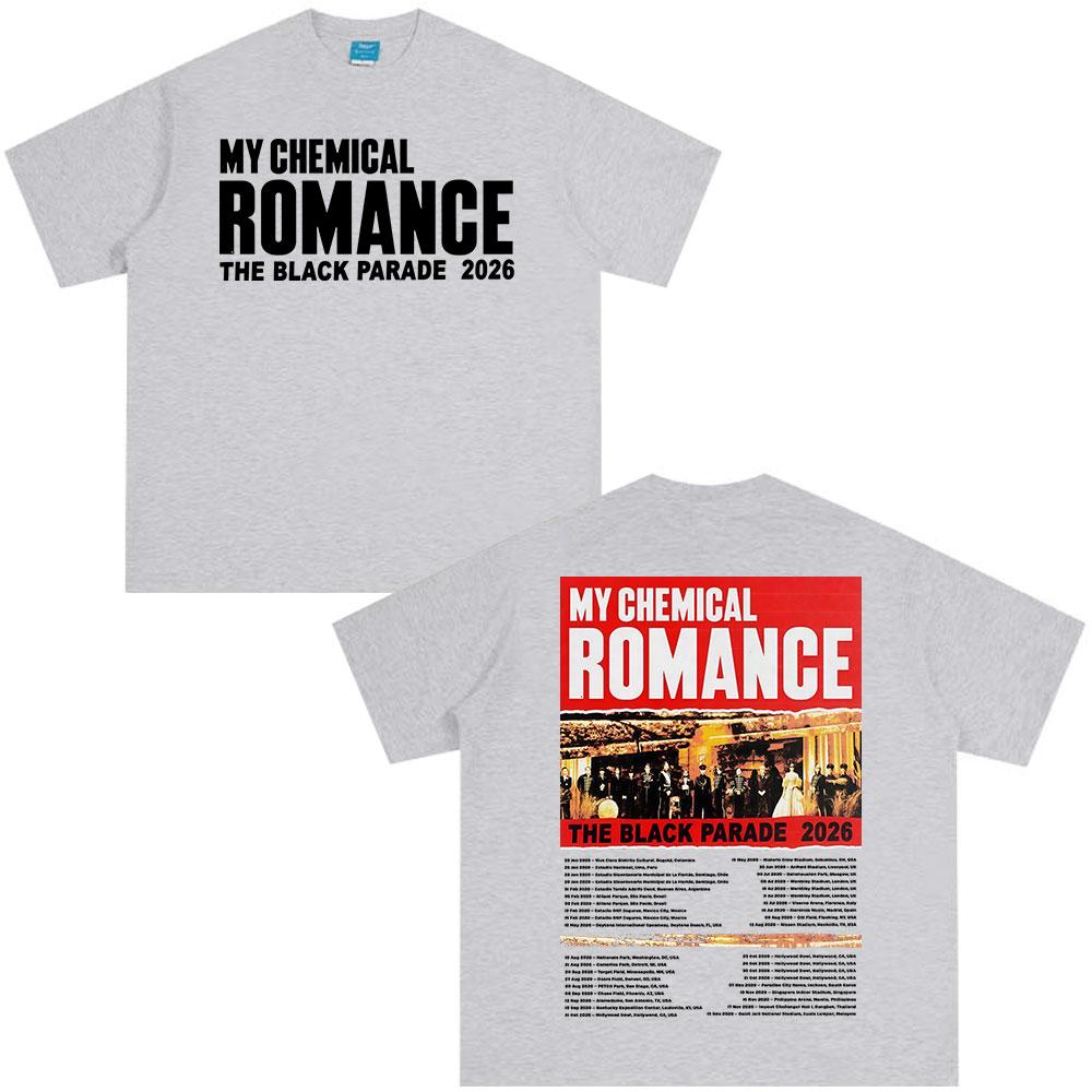 

Rock Band My Chemical RoUnisexce Tshirt The Black Parade 2026 Tour Tshirts Unisex Women Clothing Fashion Vintage Y2K Top Streetwear 4XL