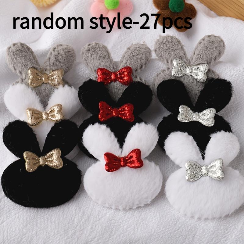 27pcs  Animal Themed Bow Tie Rabbit Head Clip-In Embellishments for Clothing, Hats, Shoes, Sewing Patches, Hair Accessories
