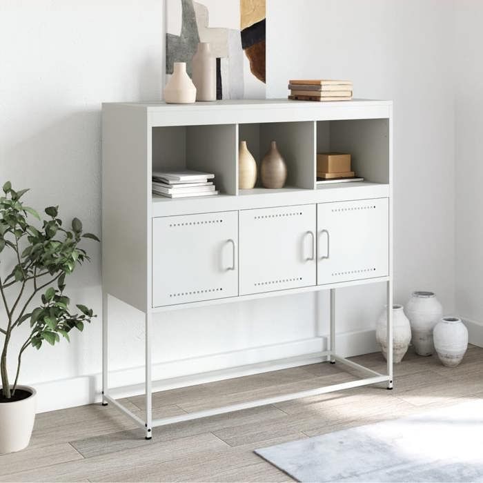 VidaXL Buffet, Armoire avec Compartiments, Placard avec Porte, Meuble de Rangement Chambre Salon Intérieur, Blanc 846595