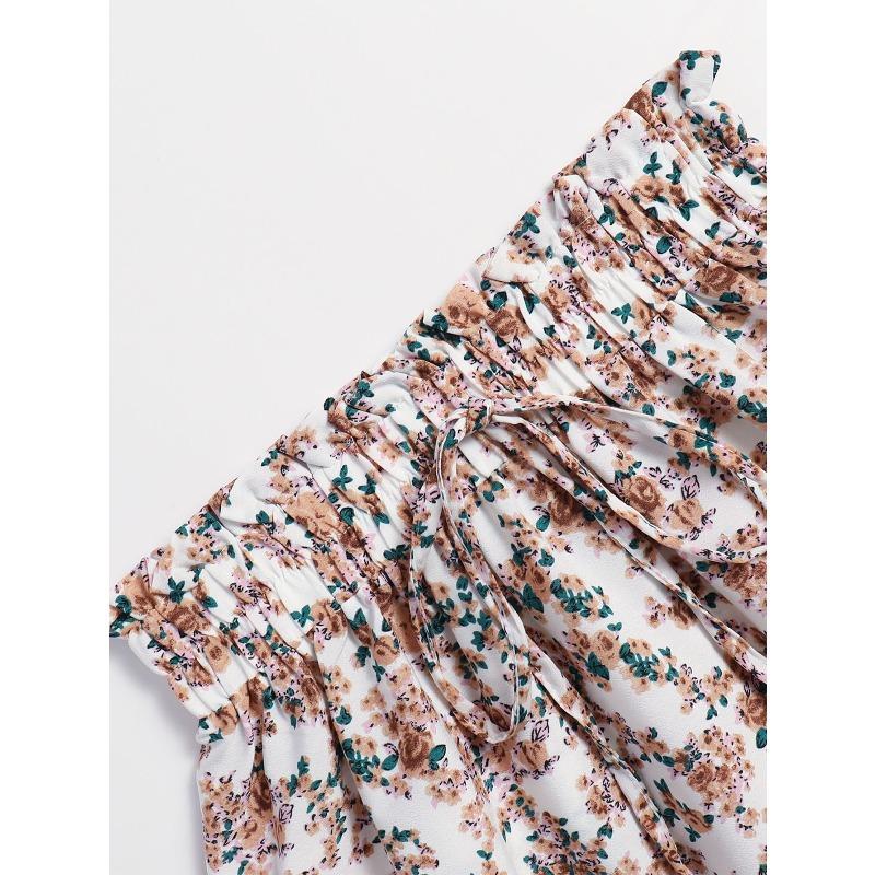 YYFS Lässige Röcke für Damen mit Blumenmuster und Frühlings-Sommer-Print