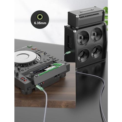 RAWAUX 6.35mm Guitar Cable 2M, Standard 6.35mm Male to Male Stereo Audio Cable with Professional Nylon Braided 6.35mm Guitar Lead for Guitars, Basses,