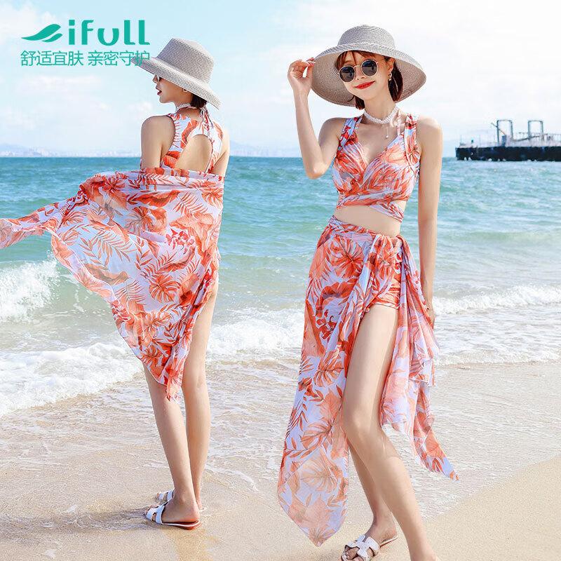 Модный женский трехсекционный бикини-комплект юбка-шорты в корейском стиле L