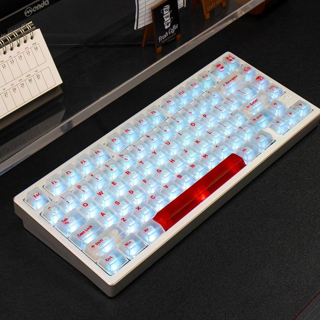 White Clear Keycaps 151 Keys Transparent Cherry Profile Keyboard Backlit Crystal PC Keycap Custom Keycaps 75 Percent Shine Through RGB Mechanical