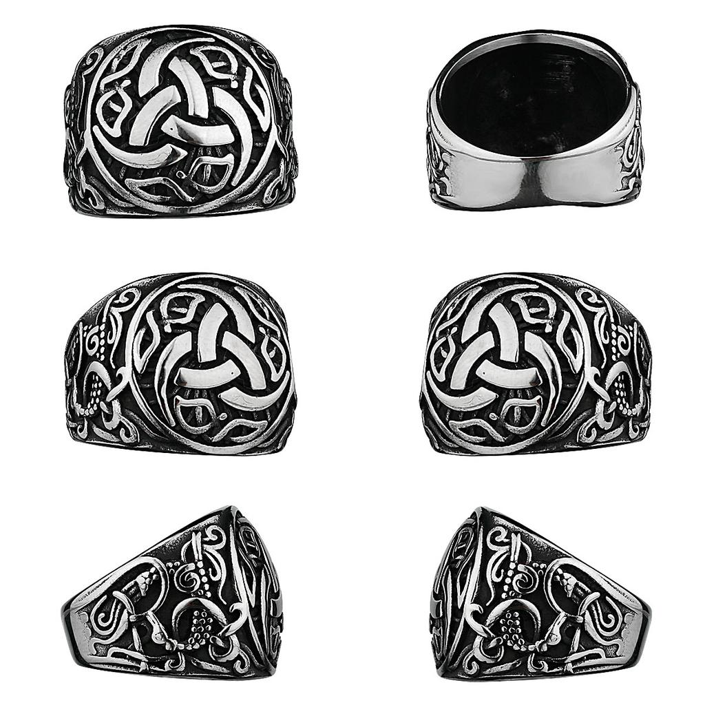 Viking Dragon Rune Stainless Steel Ring Mens Biker Hip Hop Celtic Knot Jewelry Gift Fashion Amulet