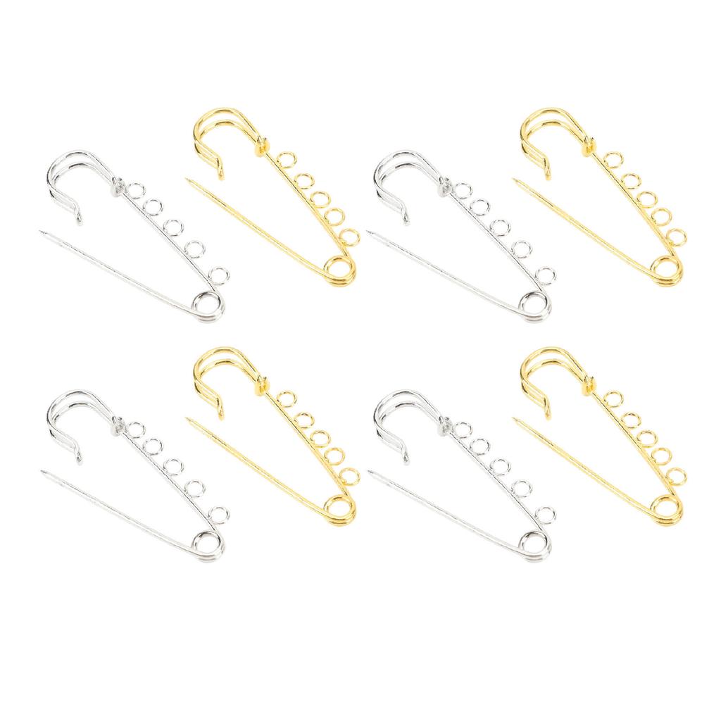 20PCS Brooch Safety Pins Metal Heavy Duty Safety Pins with 5 Holes for Jewelry Making Clothes Blankets Sewing Gold