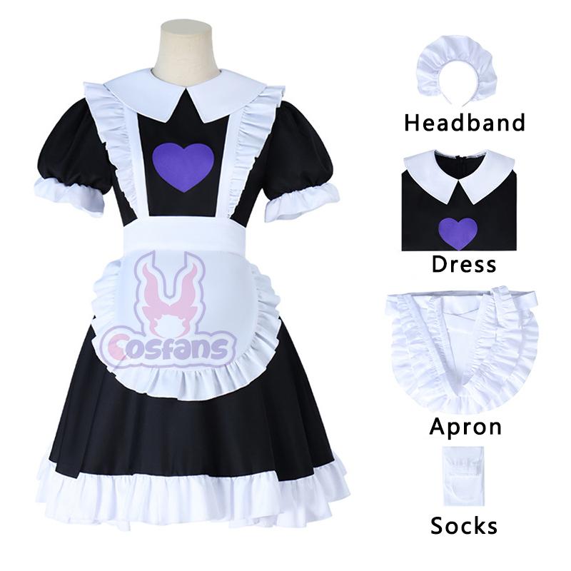 Anime Jax in Maid Dress Cosplay Costumes Jax Maid Uniform The Amazing Digital Circus Role Play Halloween Party Outfit for Girls S