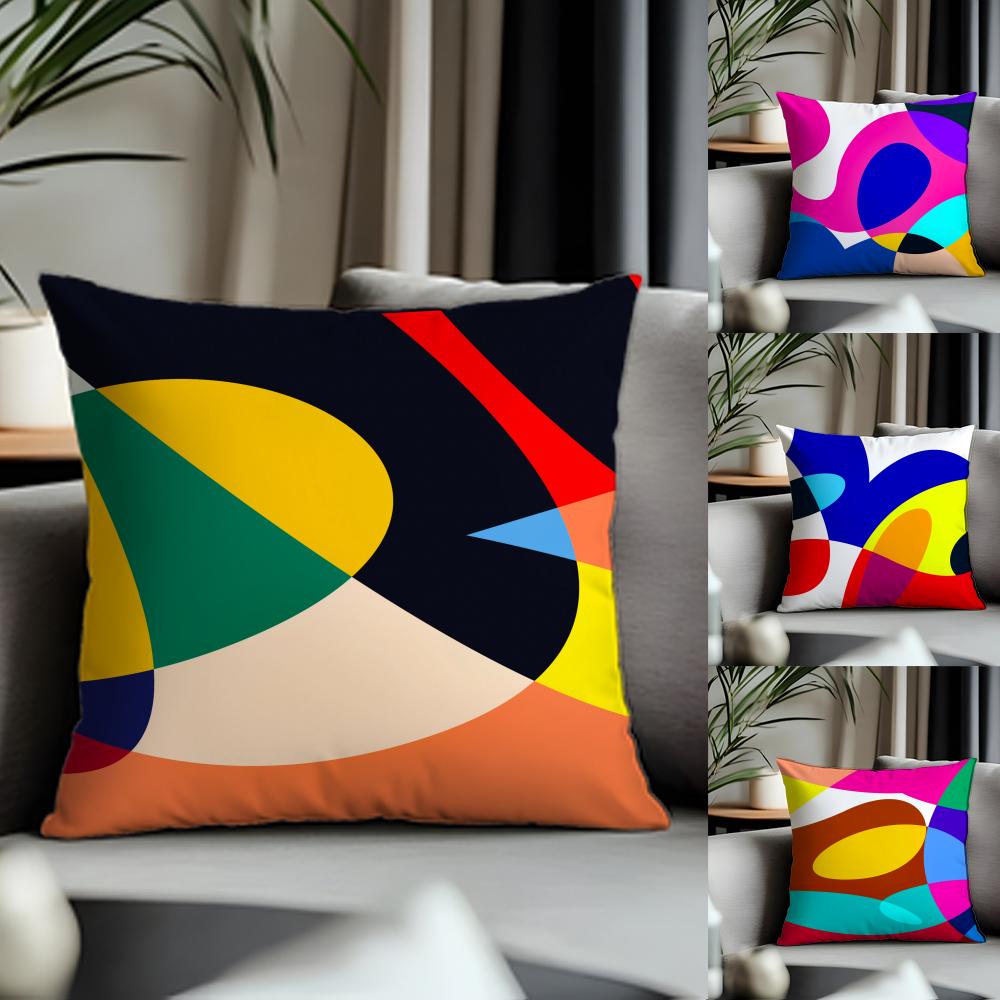 Viral AAbstract Curveful Cushion Cover Antidustmite Pillowcase Invisible Zipper Silky Short Plush Sofa Cushion Cover