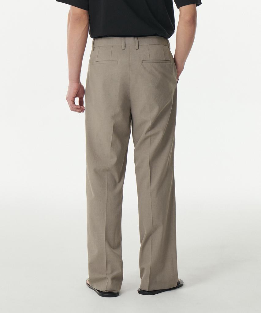 Musinsa Standard Cool Touch To Tuck Wide Hidden Elastic Waist Slacks [Grayish Beige]