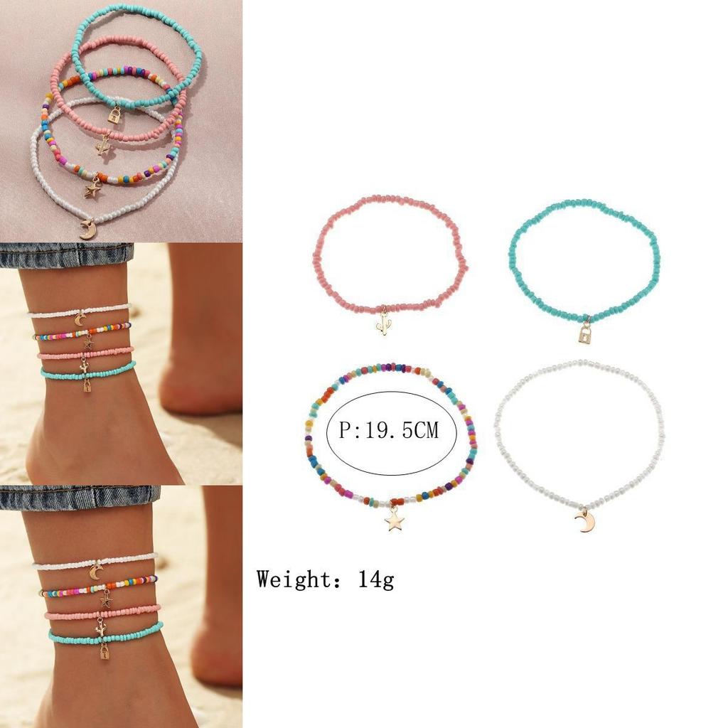 Bohemian Style Ankle Decor With Gemstoneinlaid Pendants For Women Gift Idea