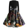 Women's Casual Fashion Halloween Printed Square Neck Vintage Dress